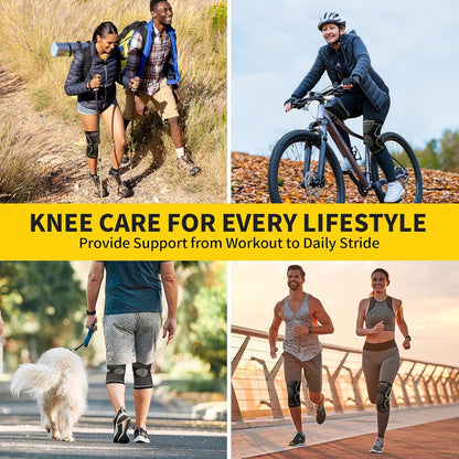 2 Pack Knee Braces for Women & Men, Knee Compression Sleeves for Knee Pain Relief, Knee Support with Non-Slip Silicone, Breathable, for Running, Workout, Weightlifting & Daily Use, Arthritis Support (Black, Medium)