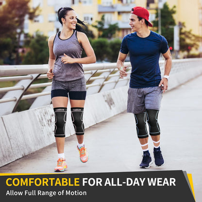 2 Pack Knee Braces for Women & Men, Knee Compression Sleeves for Knee Pain Relief, Knee Support with Non-Slip Silicone, Breathable, for Running, Workout, Weightlifting & Daily Use, Arthritis Support (Black, Medium)