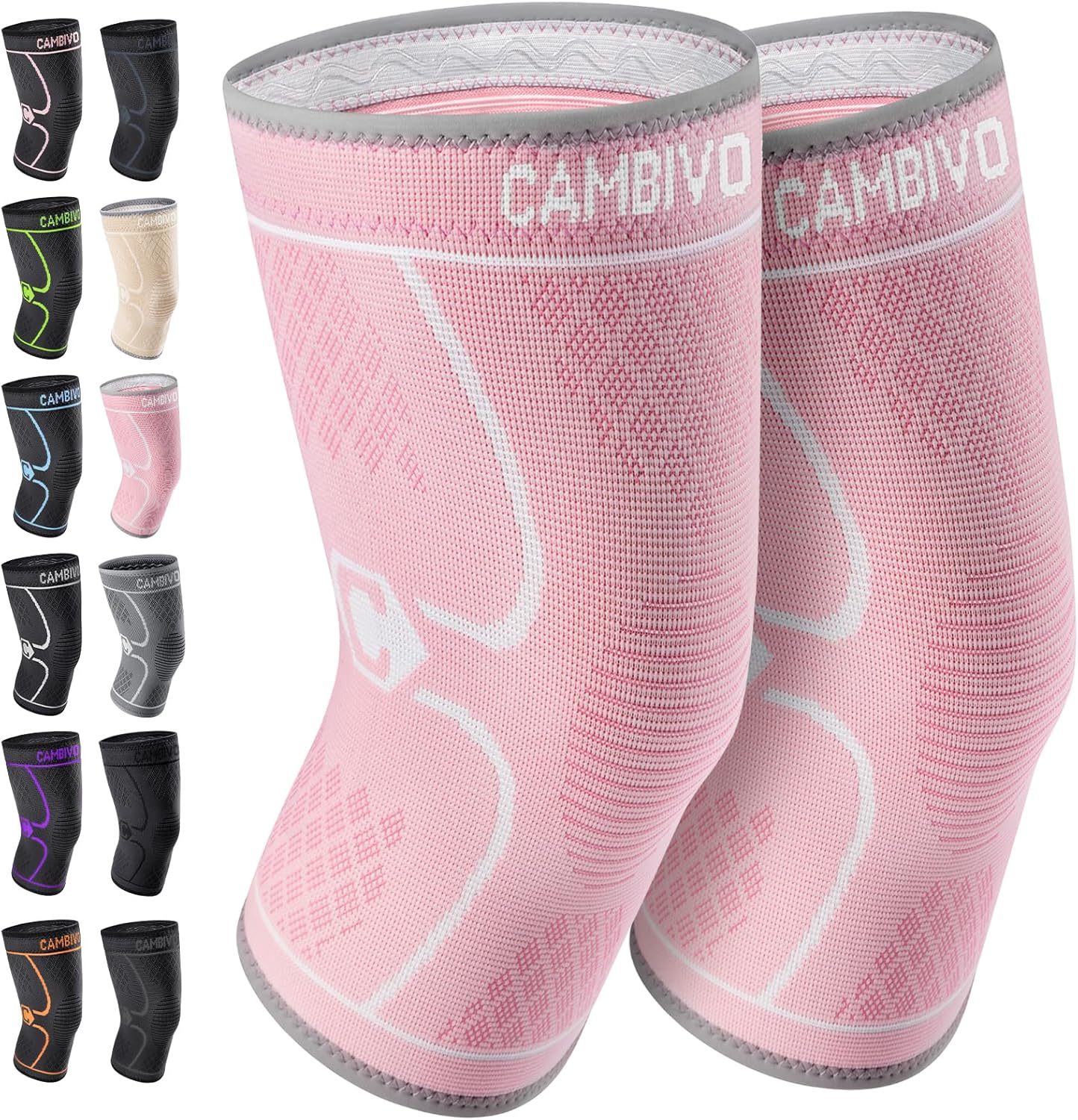 2 Pack Knee Braces for Women & Men, Knee Compression Sleeves for Knee Pain Relief, Knee Support with Non-Slip Silicone, Breathable, for Running, Workout, Weightlifting & Daily Use, Arthritis Support (Black, Medium)
