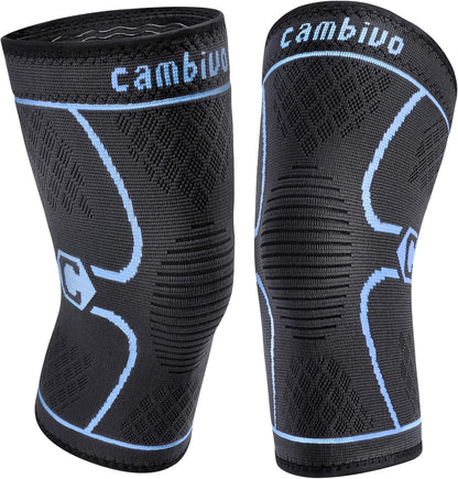 2 Pack Knee Braces for Women & Men, Knee Compression Sleeves for Knee Pain Relief, Knee Support with Non-Slip Silicone, Breathable, for Running, Workout, Weightlifting & Daily Use, Arthritis Support (Black, Medium)