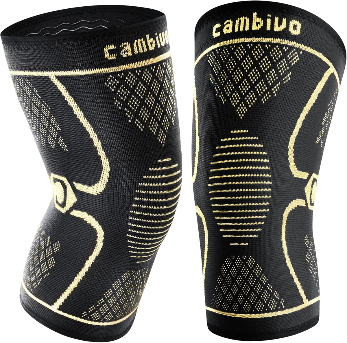 2 Pack Knee Braces for Women & Men, Knee Compression Sleeves for Knee Pain Relief, Knee Support with Non-Slip Silicone, Breathable, for Running, Workout, Weightlifting & Daily Use, Arthritis Support (Black, Medium)