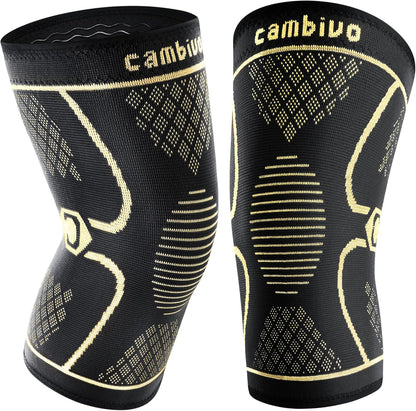 2 Pack Knee Braces for Women & Men, Knee Compression Sleeves for Knee Pain Relief, Knee Support with Non-Slip Silicone, Breathable, for Running, Workout, Weightlifting & Daily Use, Arthritis Support (Black, Medium)