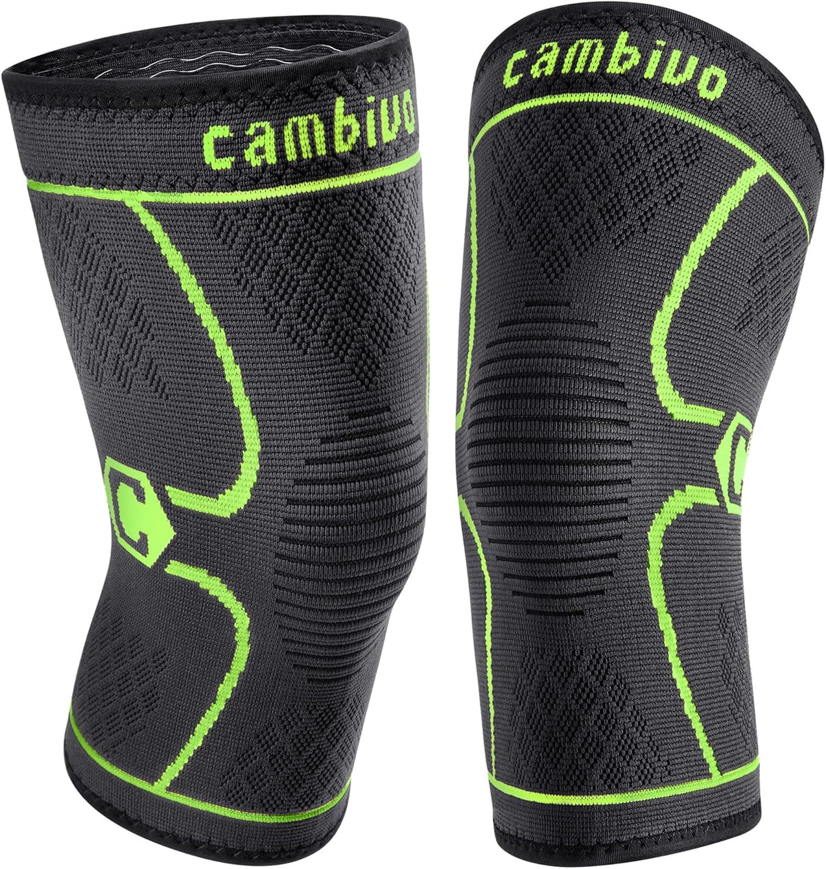 2 Pack Knee Braces for Women & Men, Knee Compression Sleeves for Knee Pain Relief, Knee Support with Non-Slip Silicone, Breathable, for Running, Workout, Weightlifting & Daily Use, Arthritis Support (Black, Medium)