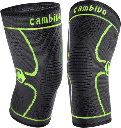 2 Pack Knee Braces for Women & Men, Knee Compression Sleeves for Knee Pain Relief, Knee Support with Non-Slip Silicone, Breathable, for Running, Workout, Weightlifting & Daily Use, Arthritis Support (Black, Medium)