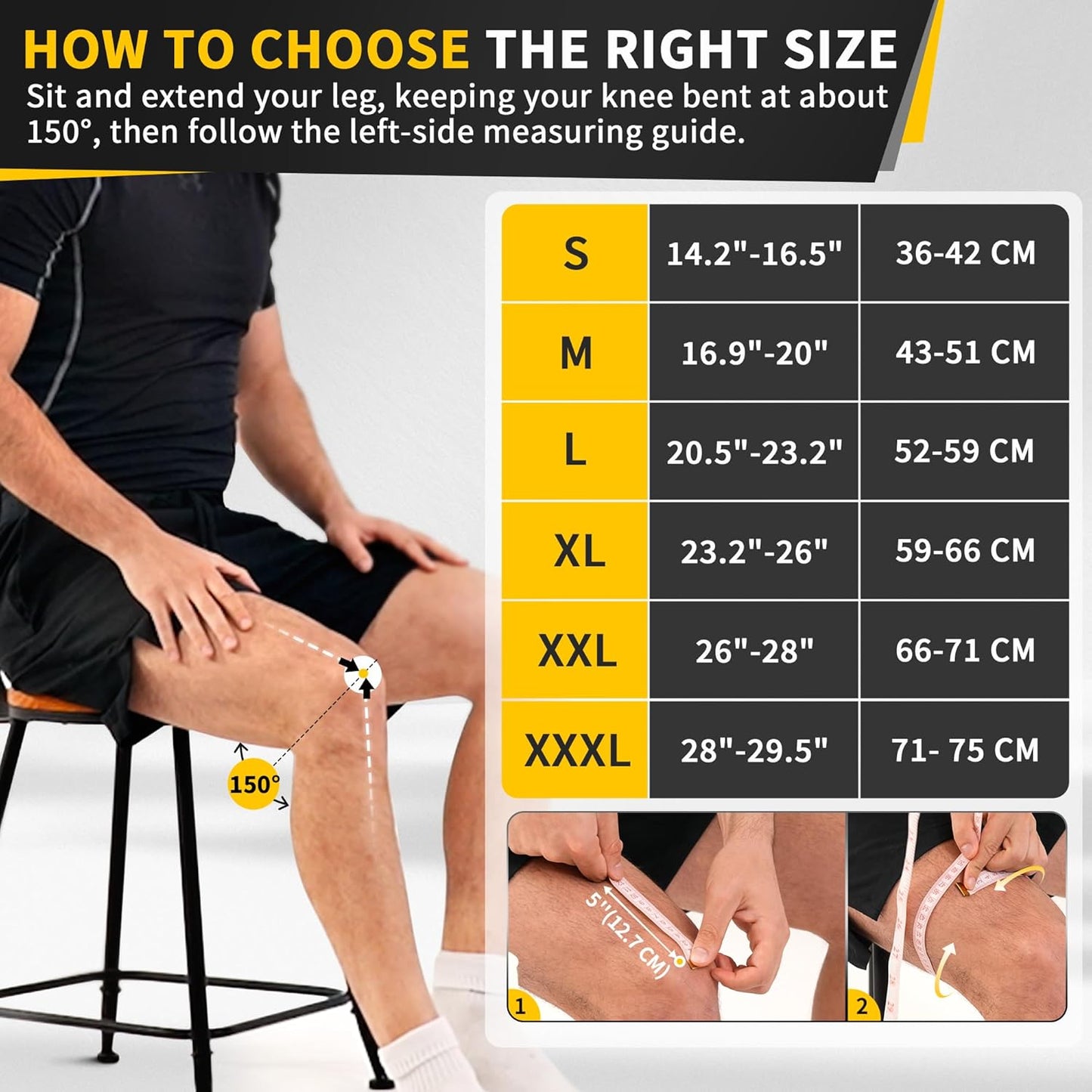 2 Pack Knee Braces for Women & Men, Knee Compression Sleeves for Knee Pain Relief, Knee Support with Non-Slip Silicone, Breathable, for Running, Workout, Weightlifting & Daily Use, Arthritis Support (Black, Medium)