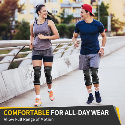 2 Pack Knee Braces for Women & Men, Knee Compression Sleeves for Knee Pain Relief, Knee Support with Non-Slip Silicone, Breathable, for Running, Workout, Weightlifting & Daily Use, Arthritis Support (Black, Medium)