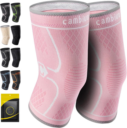 2 Pack Knee Braces for Women & Men, Knee Compression Sleeves for Knee Pain Relief, Knee Support with Non-Slip Silicone, Breathable, for Running, Workout, Weightlifting & Daily Use, Arthritis Support (Black, Medium)