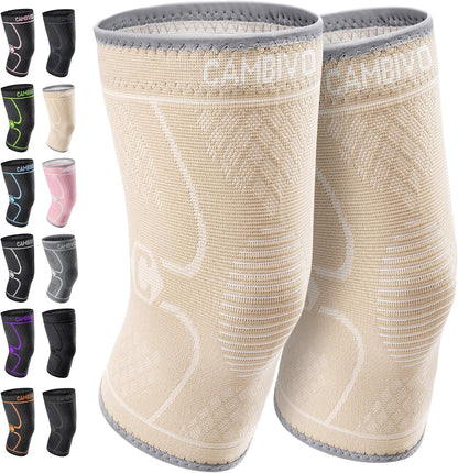 2 Pack Knee Braces for Women & Men, Knee Compression Sleeves for Knee Pain Relief, Knee Support with Non-Slip Silicone, Breathable, for Running, Workout, Weightlifting & Daily Use, Arthritis Support (Black, Medium)
