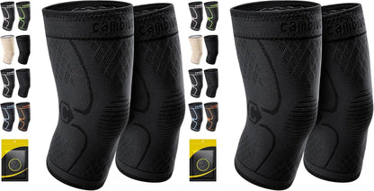 2 Pack Knee Braces for Women & Men, Knee Compression Sleeves for Knee Pain Relief, Knee Support with Non-Slip Silicone, Breathable, for Running, Workout, Weightlifting & Daily Use, Arthritis Support (Black, Medium)