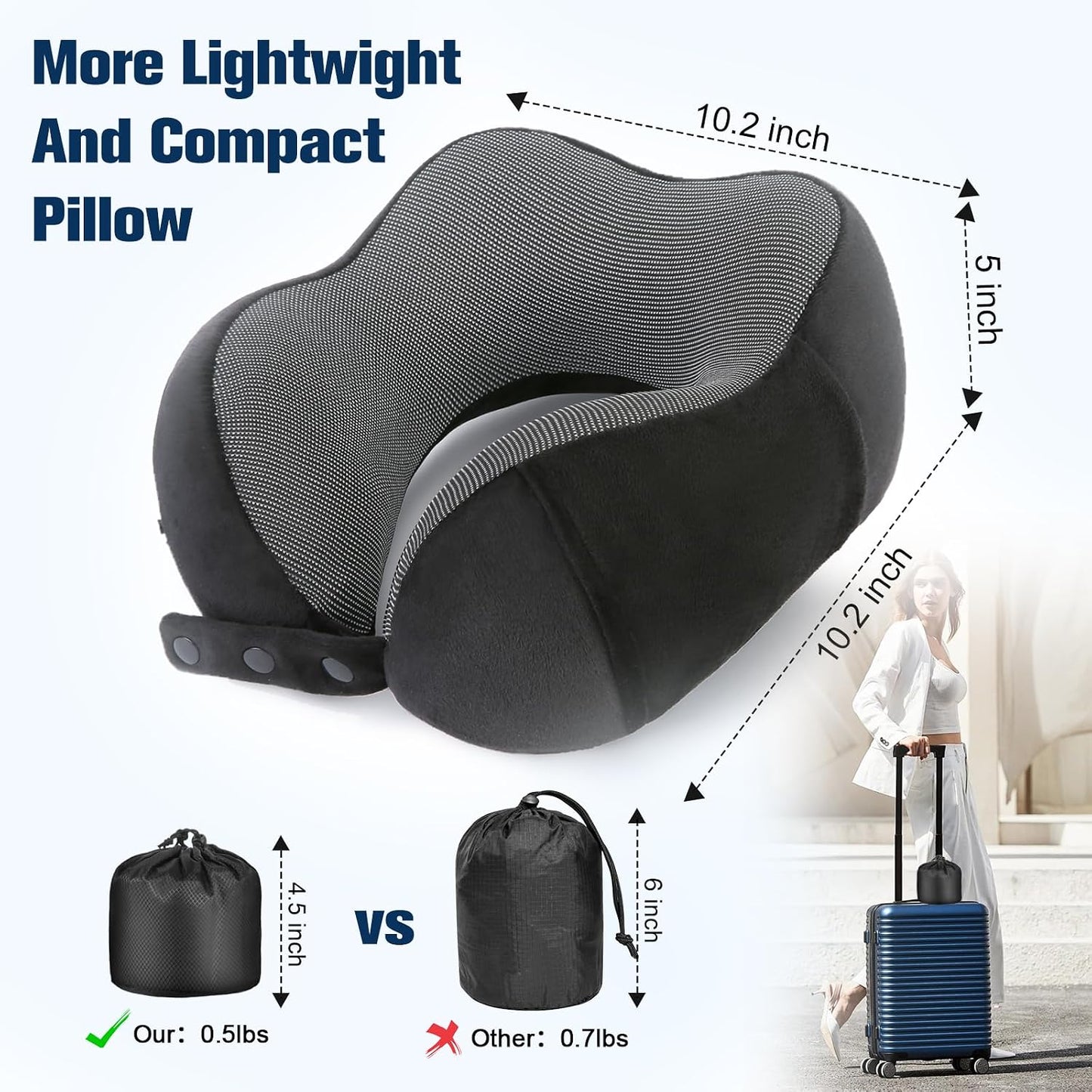 Neck Pillow for Traveling, Travel Pillows for Airplanes Black