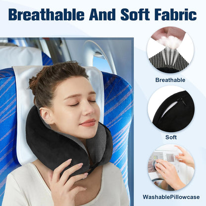 Neck Pillow for Traveling, Travel Pillows for Airplanes Black