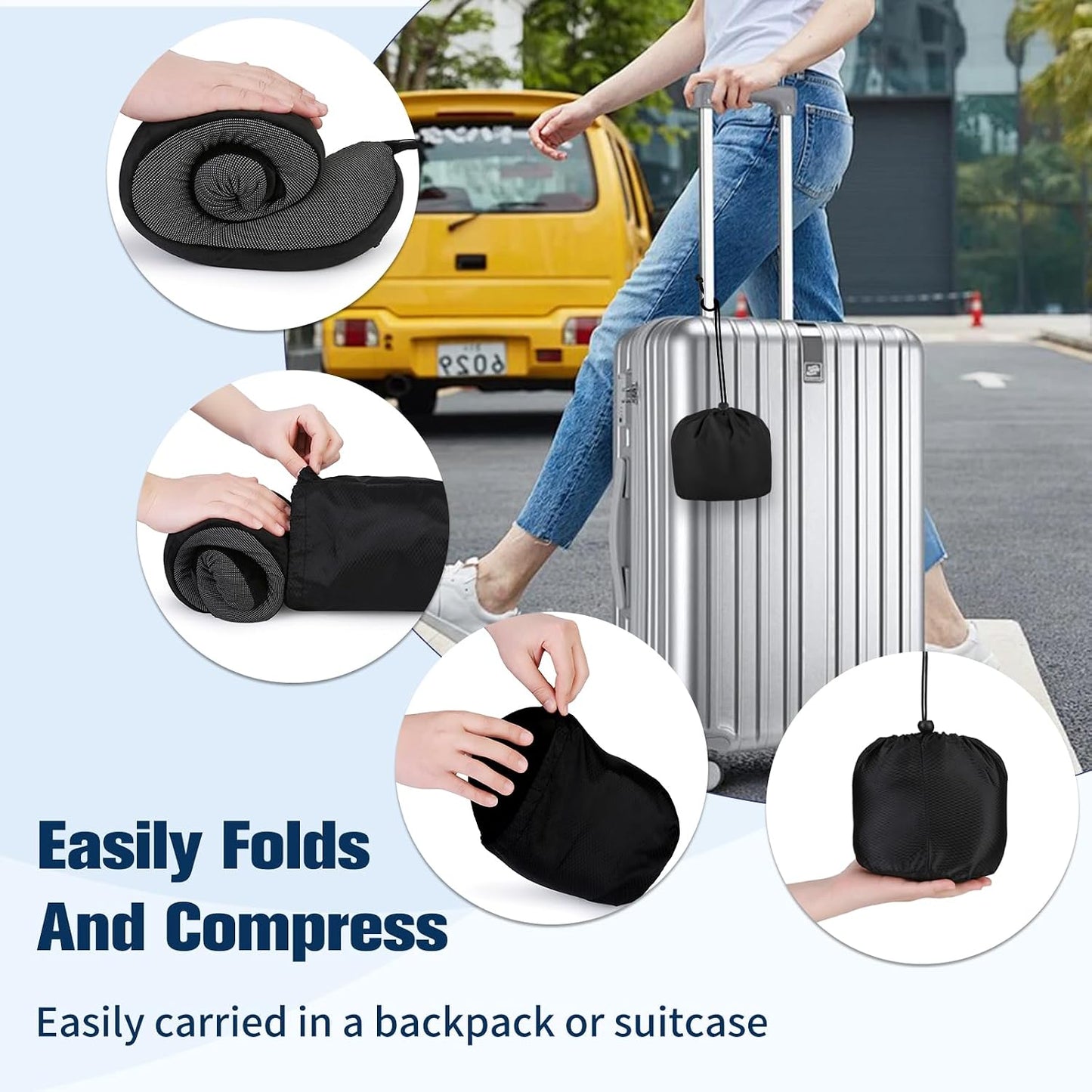 Neck Pillow for Traveling, Travel Pillows for Airplanes Black
