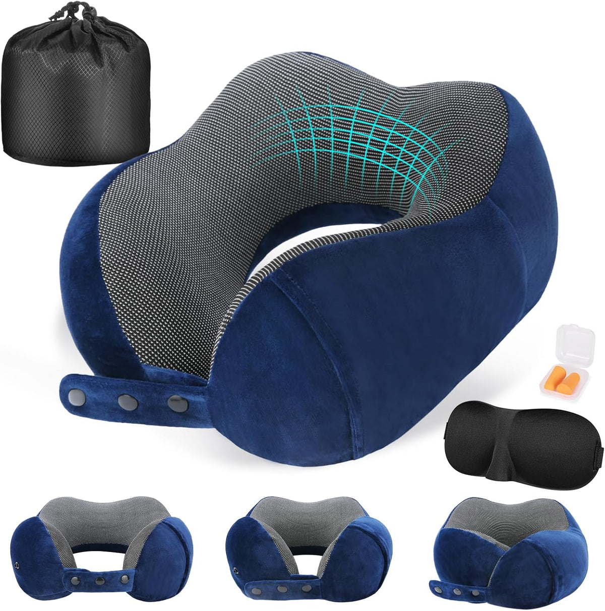 Neck Pillow for Traveling, Travel Pillows for Airplanes Black