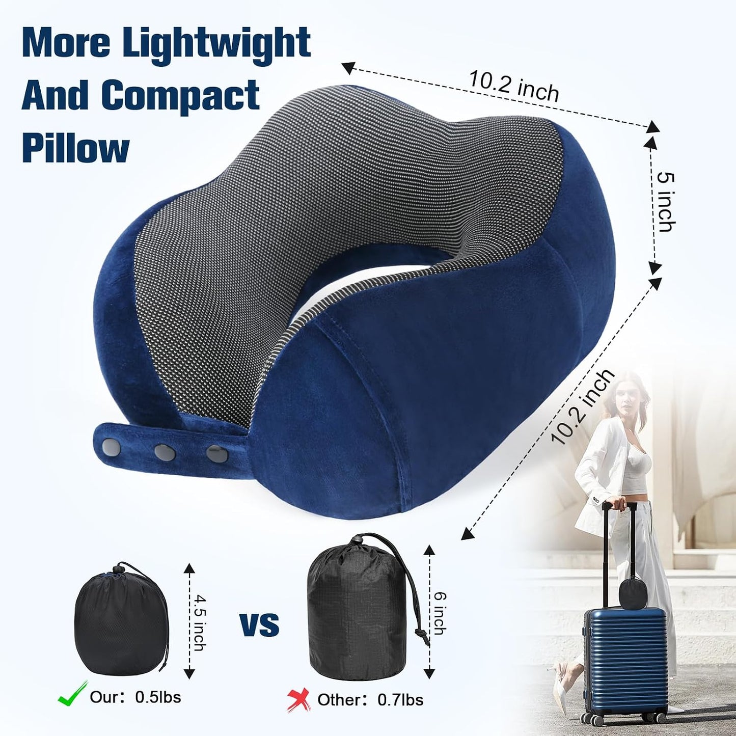Neck Pillow for Traveling, Travel Pillows for Airplanes Black