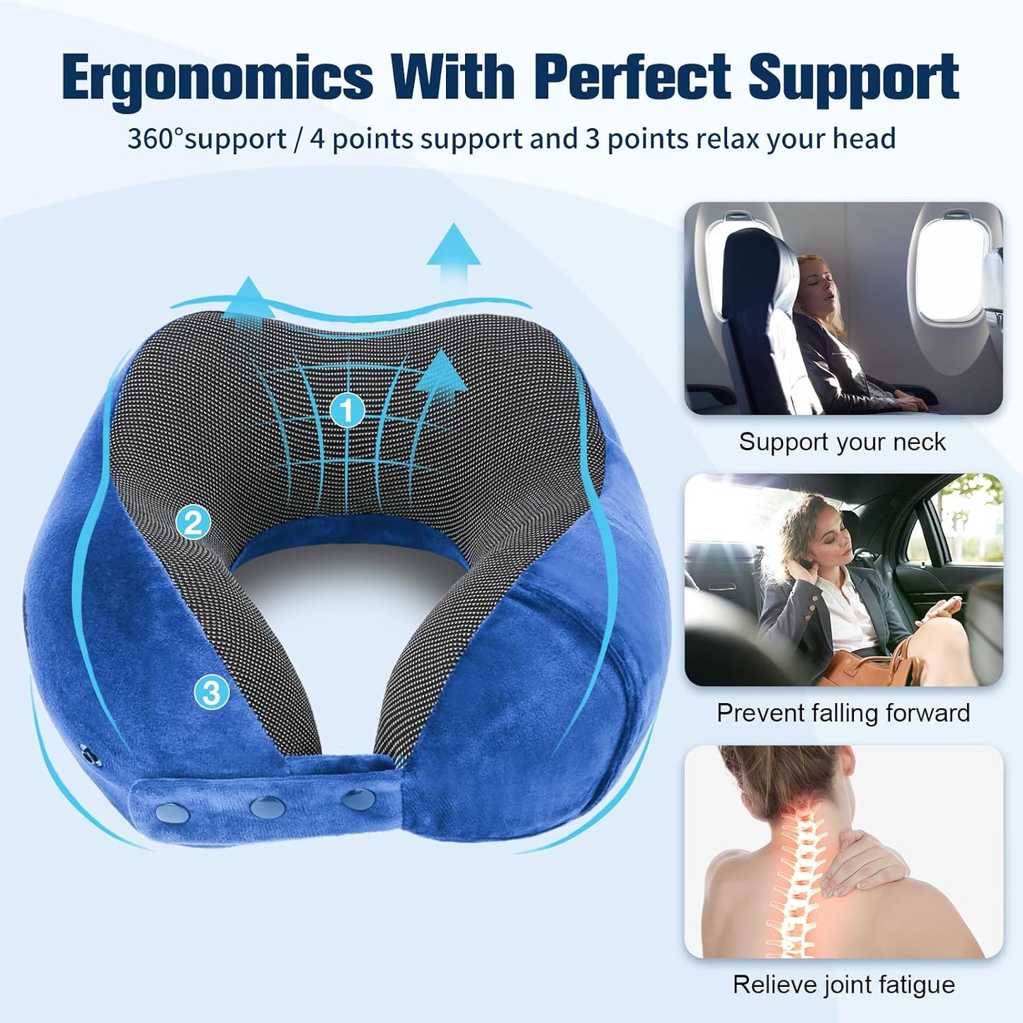 Neck Pillow for Traveling, Travel Pillows for Airplanes Black