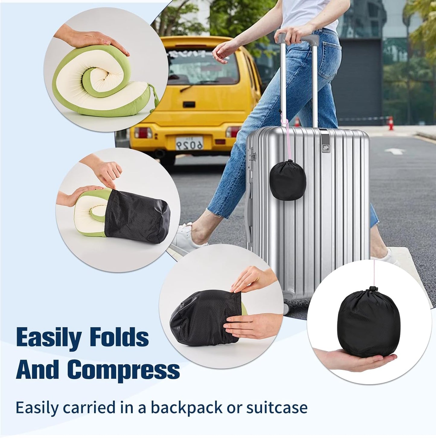Neck Pillow for Traveling, Travel Pillows for Airplanes Black