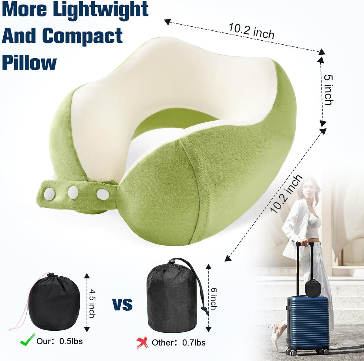Neck Pillow for Traveling, Travel Pillows for Airplanes Black