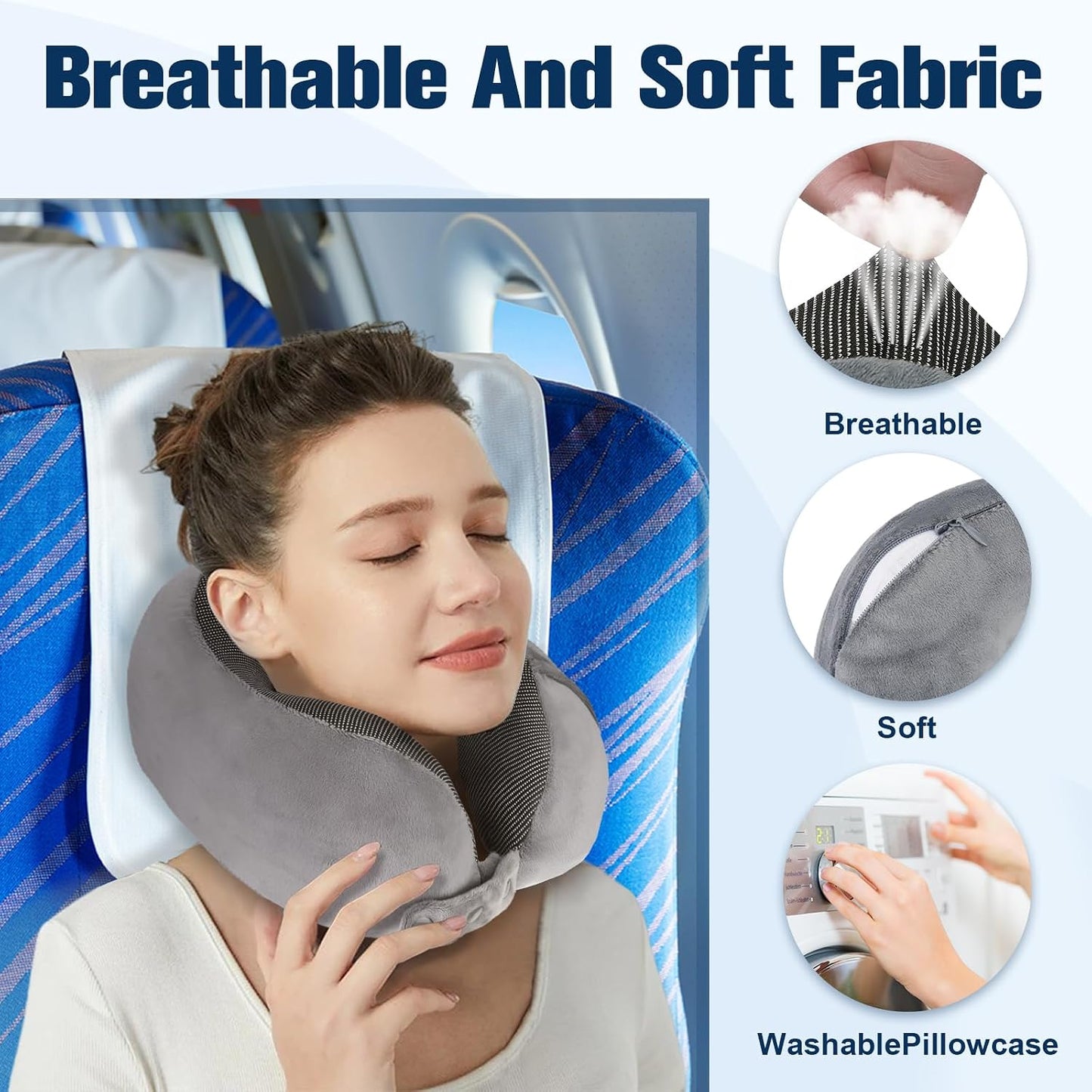 Neck Pillow for Traveling, Travel Pillows for Airplanes Black