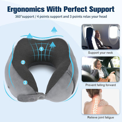 Neck Pillow for Traveling, Travel Pillows for Airplanes Black