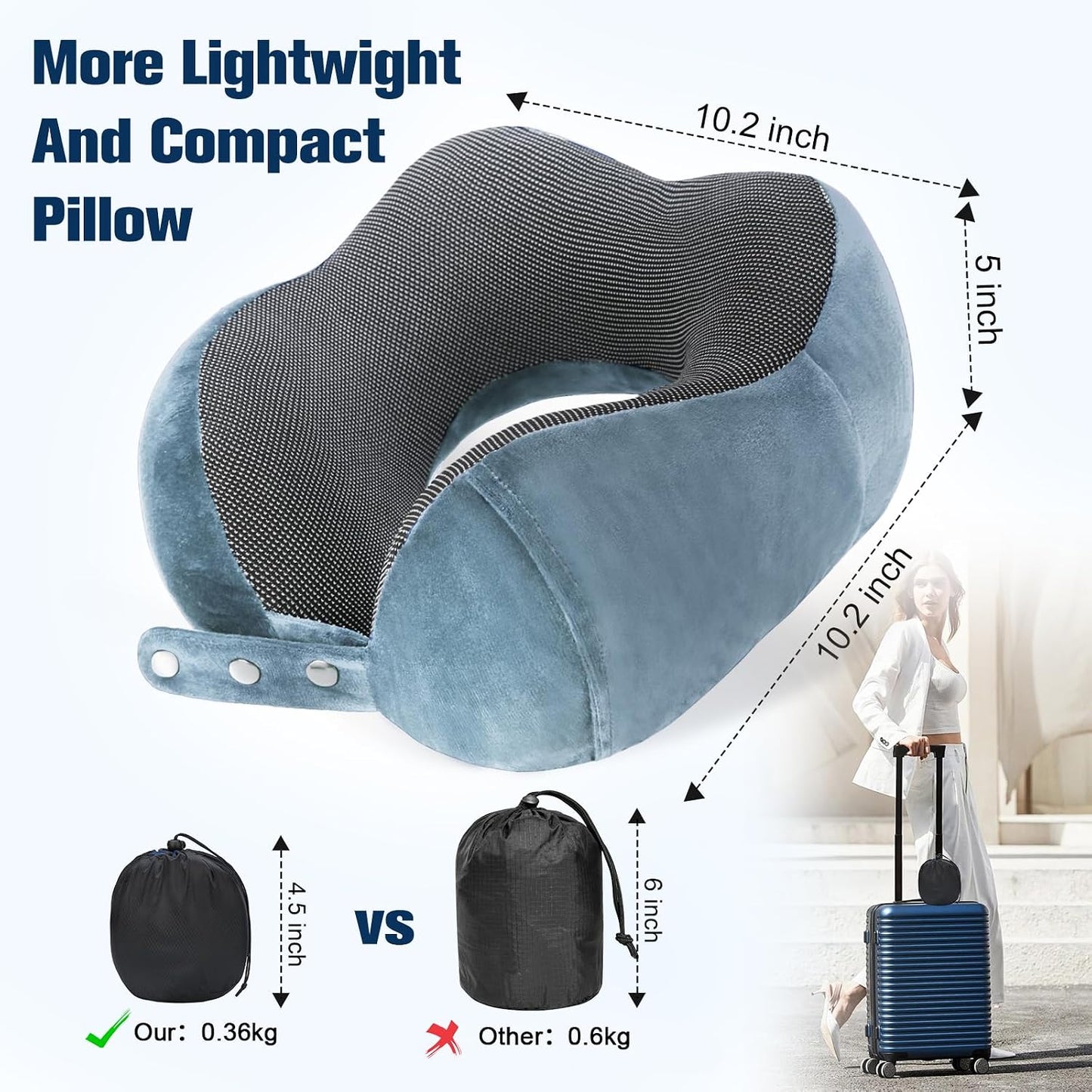 Neck Pillow for Traveling, Travel Pillows for Airplanes Black