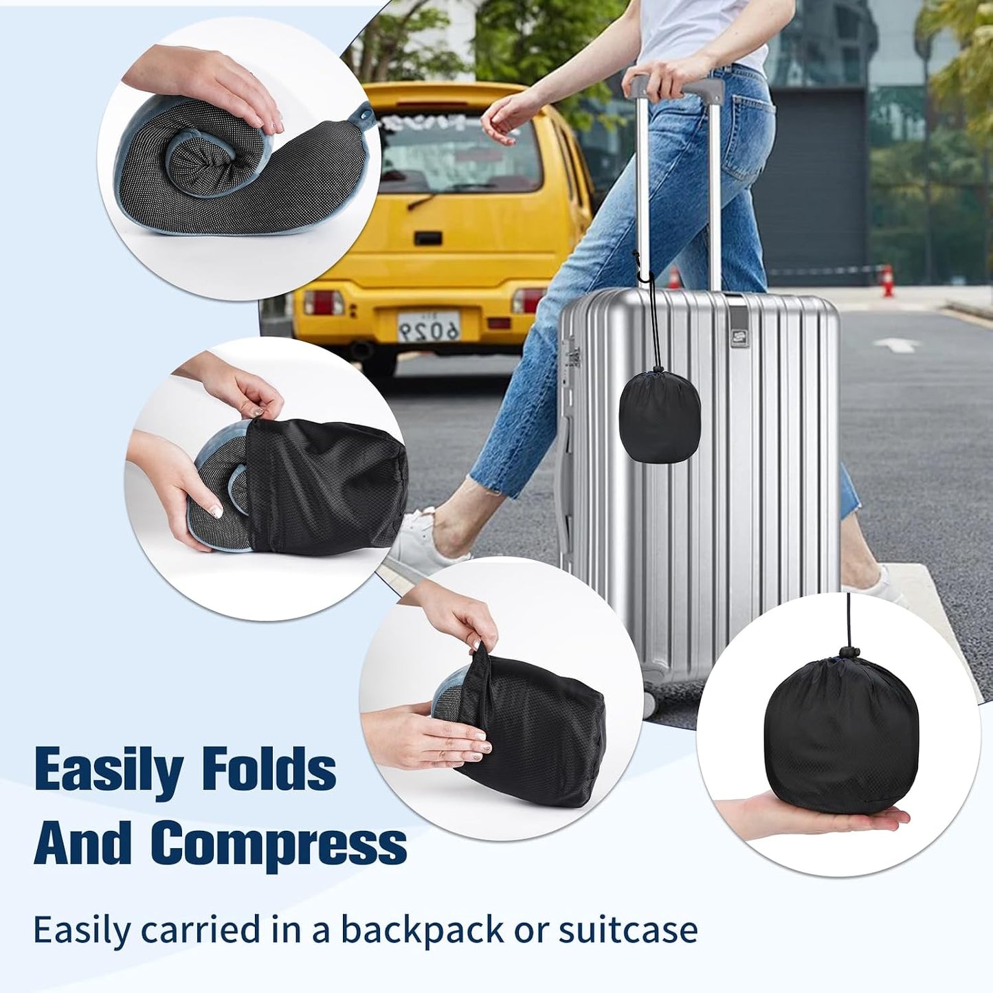 Neck Pillow for Traveling, Travel Pillows for Airplanes Black