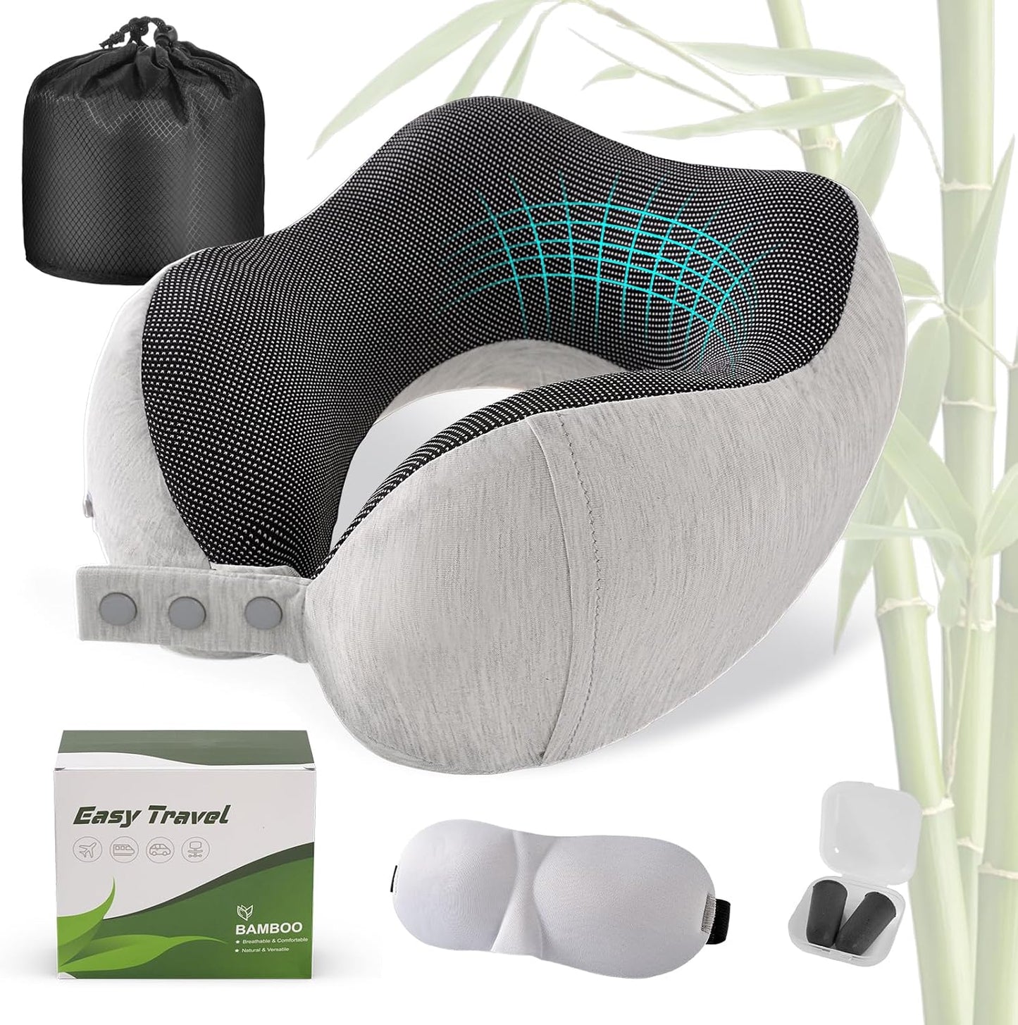 Neck Pillow for Traveling, Travel Pillows for Airplanes Black