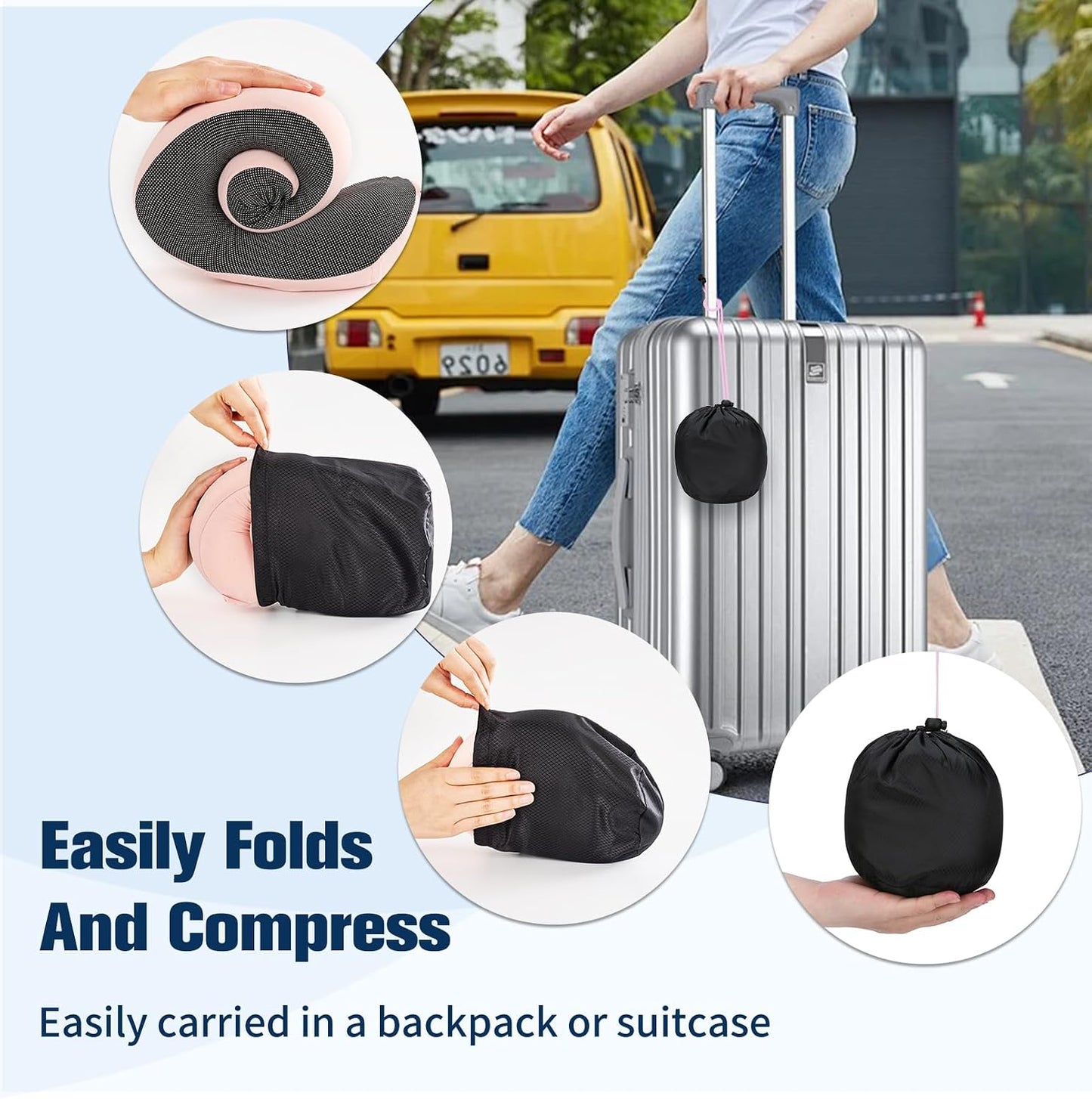 Neck Pillow for Traveling, Travel Pillows for Airplanes Black