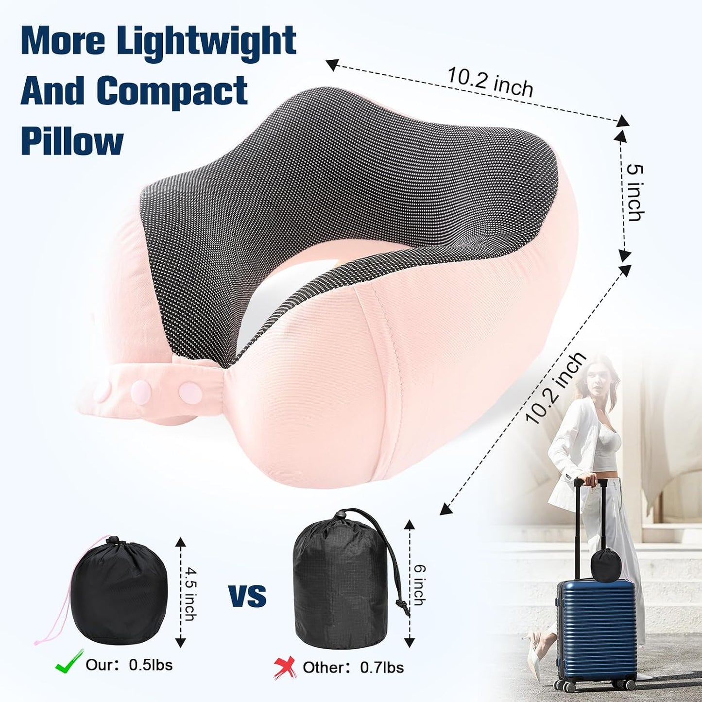 Neck Pillow for Traveling, Travel Pillows for Airplanes Black