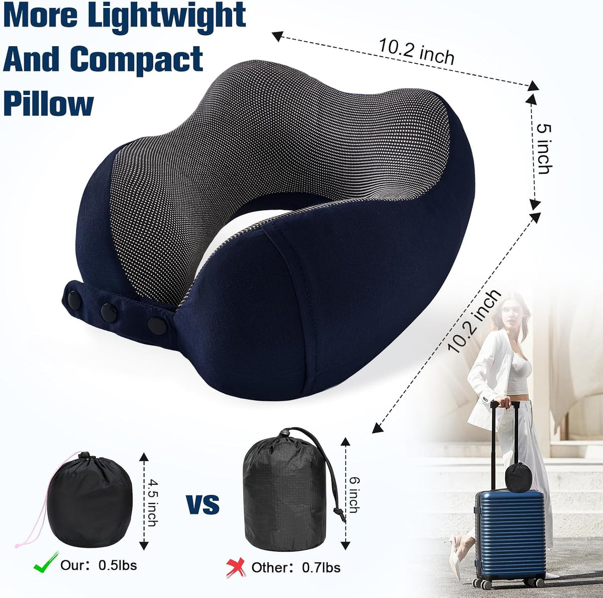 Neck Pillow for Traveling, Travel Pillows for Airplanes Black