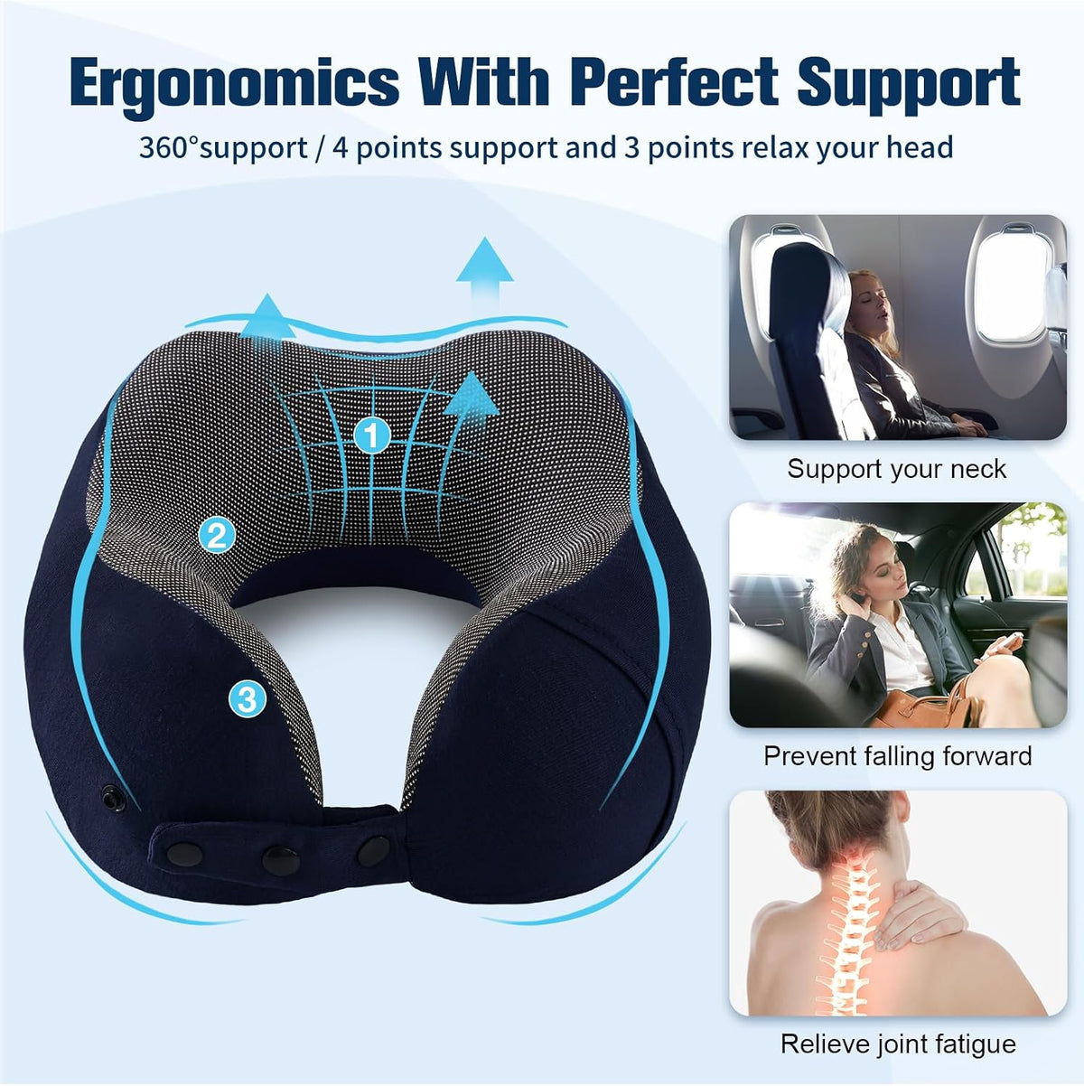 Neck Pillow for Traveling, Travel Pillows for Airplanes Black