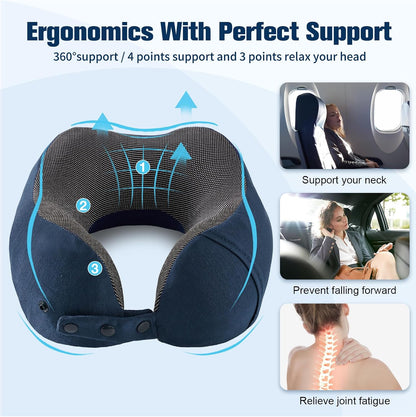 Neck Pillow for Traveling, Travel Pillows for Airplanes Black