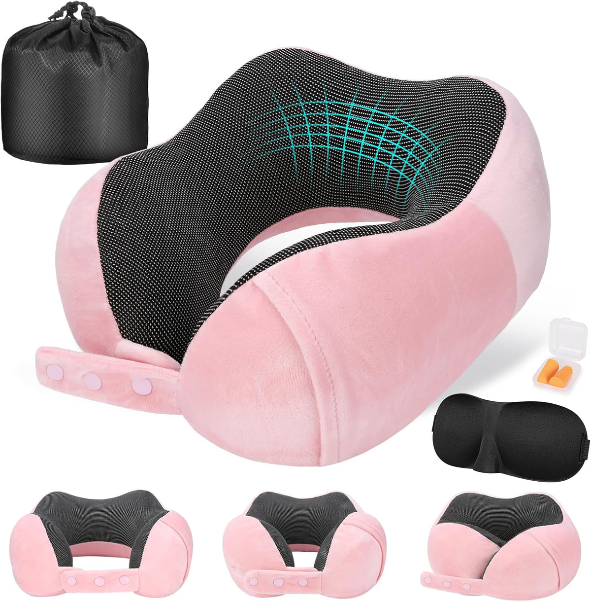 Neck Pillow for Traveling, Travel Pillows for Airplanes Black