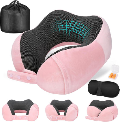Neck Pillow for Traveling, Travel Pillows for Airplanes Black