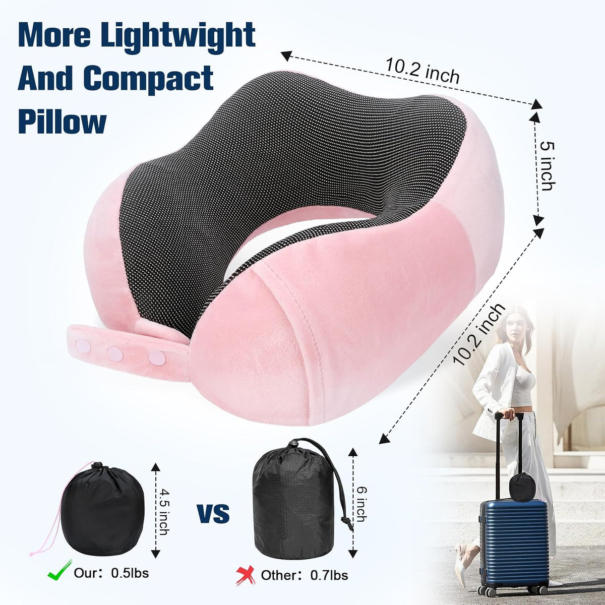 Neck Pillow for Traveling, Travel Pillows for Airplanes Black