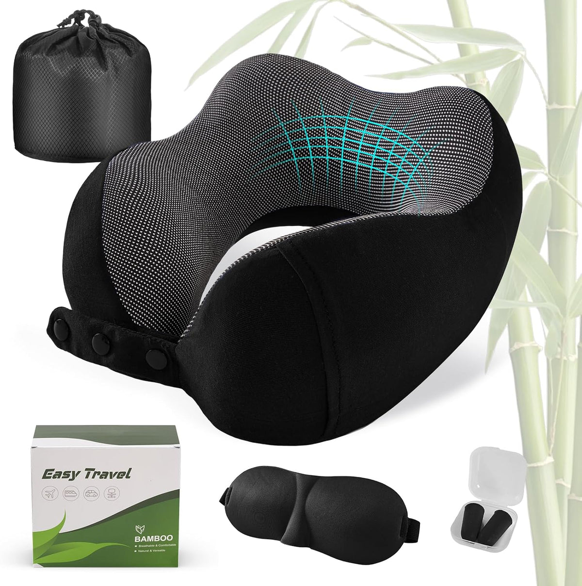 Neck Pillow for Traveling, Travel Pillows for Airplanes Black