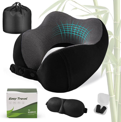 Neck Pillow for Traveling, Travel Pillows for Airplanes Black