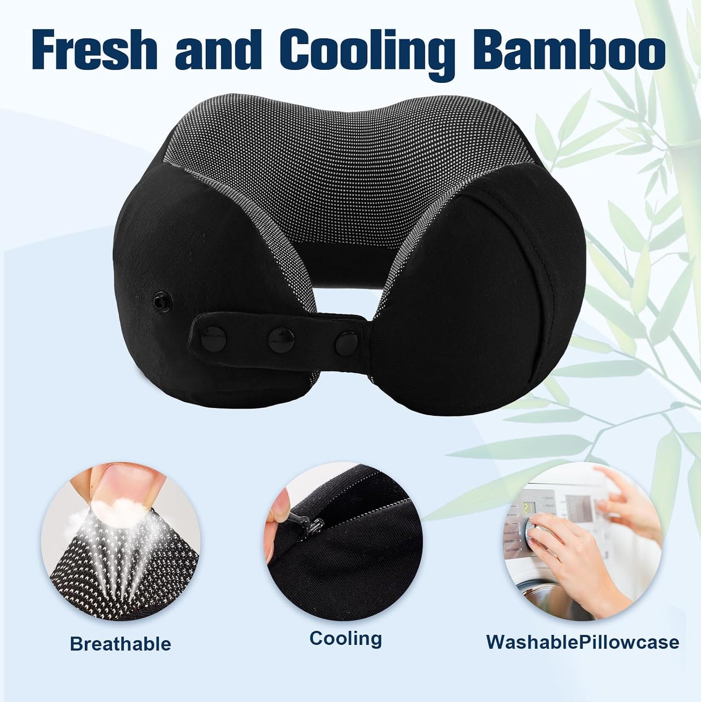 Neck Pillow for Traveling, Travel Pillows for Airplanes Black