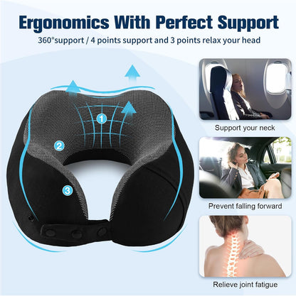 Neck Pillow for Traveling, Travel Pillows for Airplanes Black