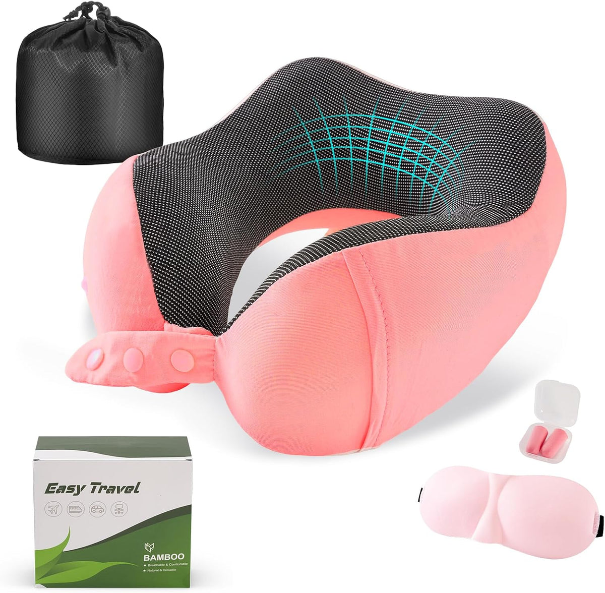 Neck Pillow for Traveling, Travel Pillows for Airplanes Black