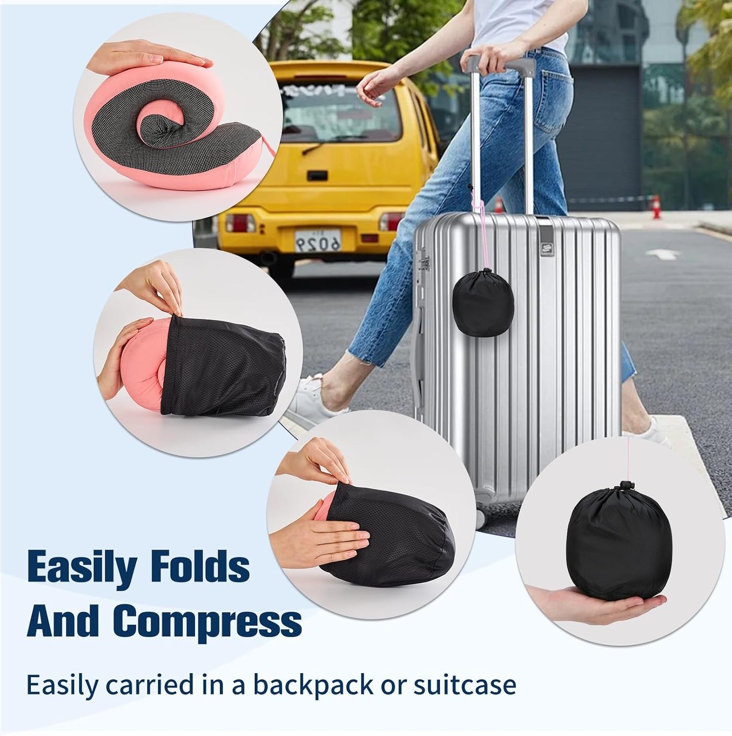 Neck Pillow for Traveling, Travel Pillows for Airplanes Black
