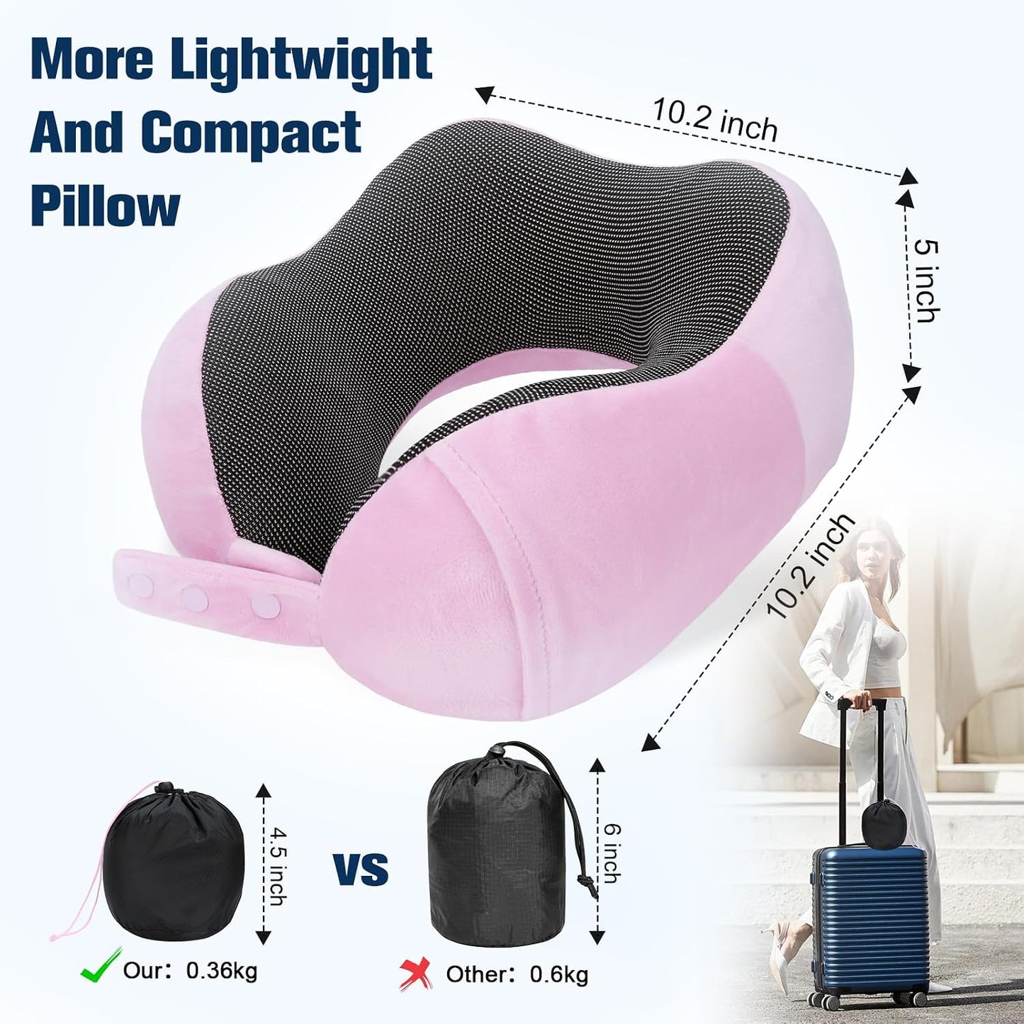 Neck Pillow for Traveling, Travel Pillows for Airplanes Black