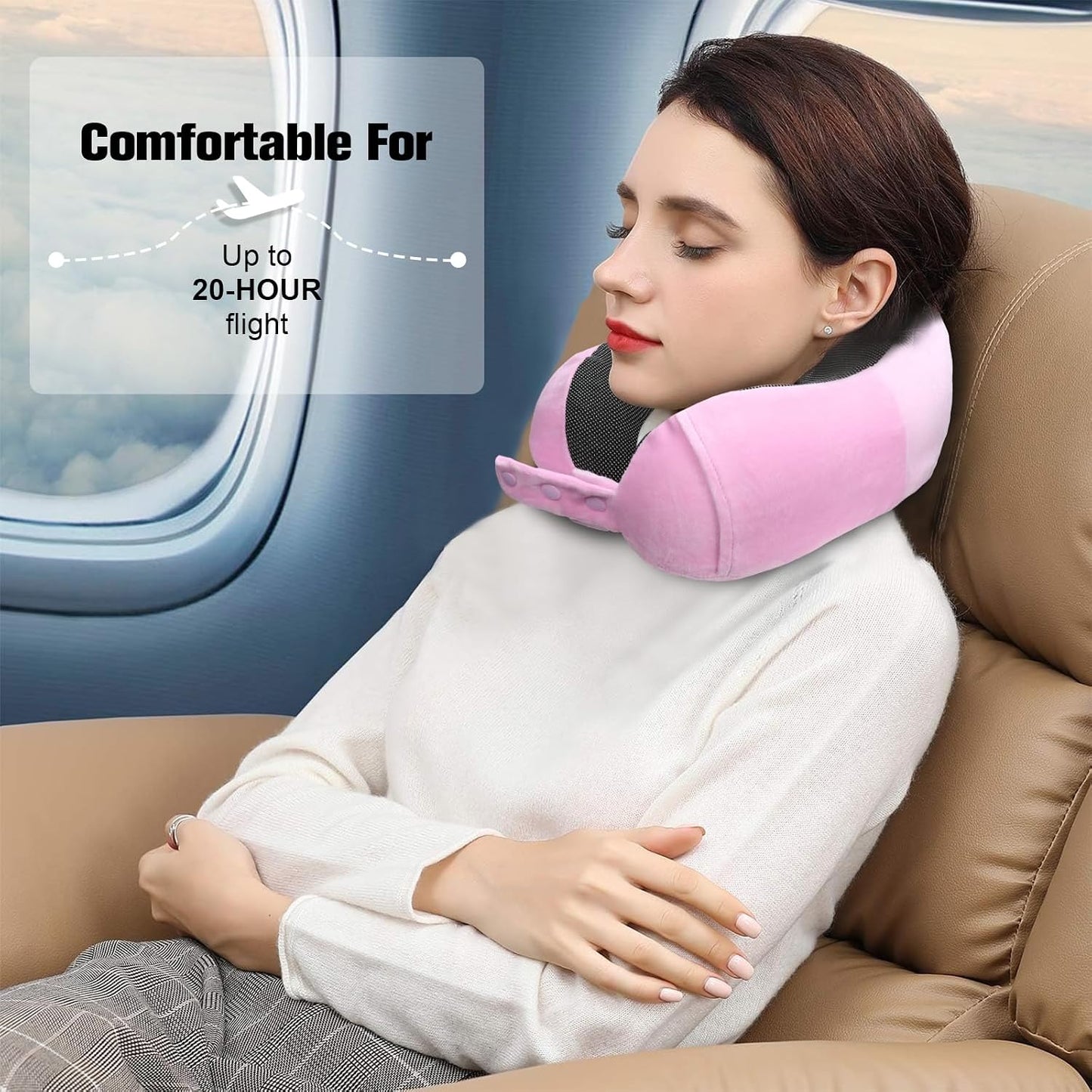 Neck Pillow for Traveling, Travel Pillows for Airplanes Black