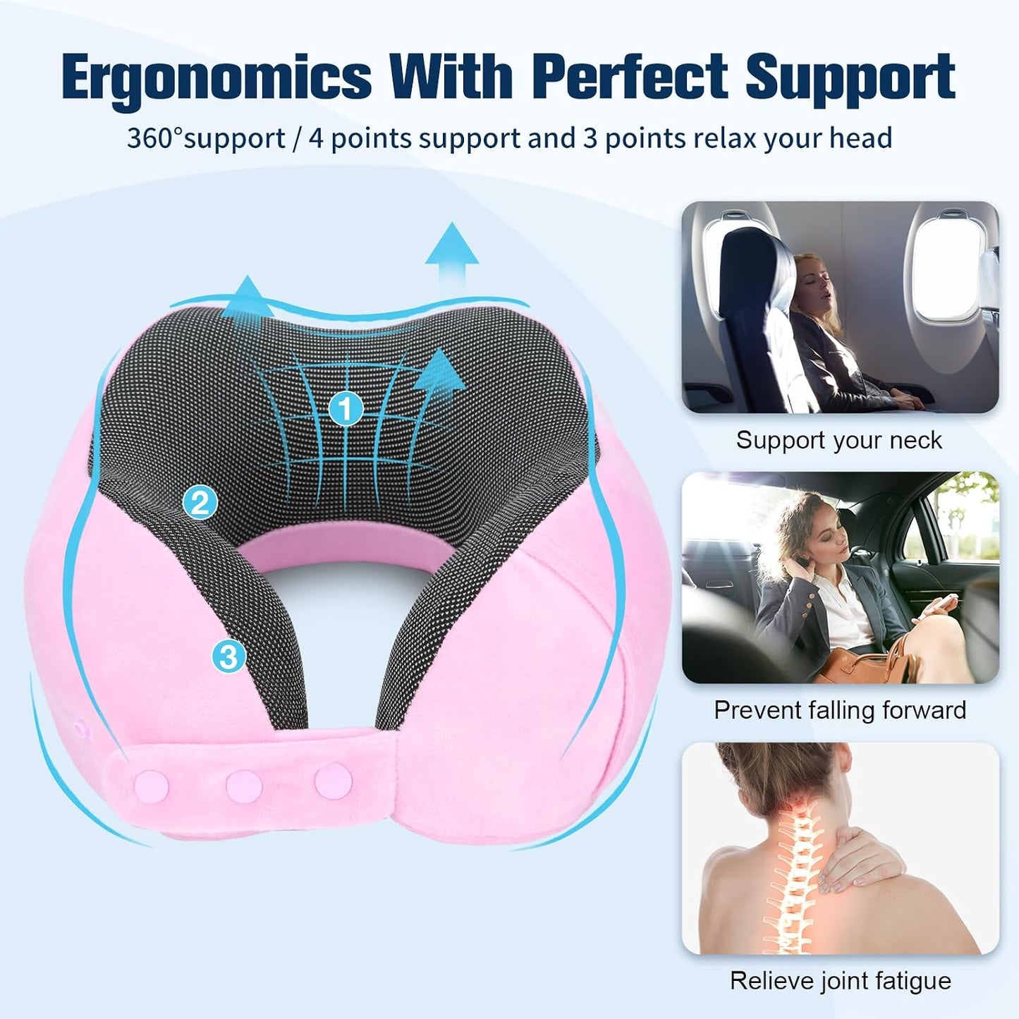 Neck Pillow for Traveling, Travel Pillows for Airplanes Black