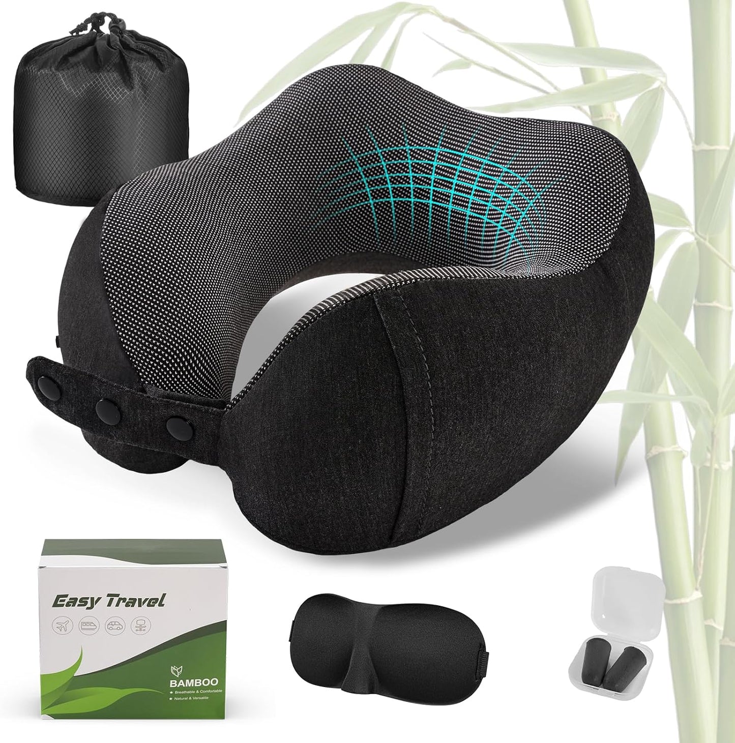 Neck Pillow for Traveling, Travel Pillows for Airplanes Black