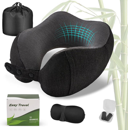 Neck Pillow for Traveling, Travel Pillows for Airplanes Black