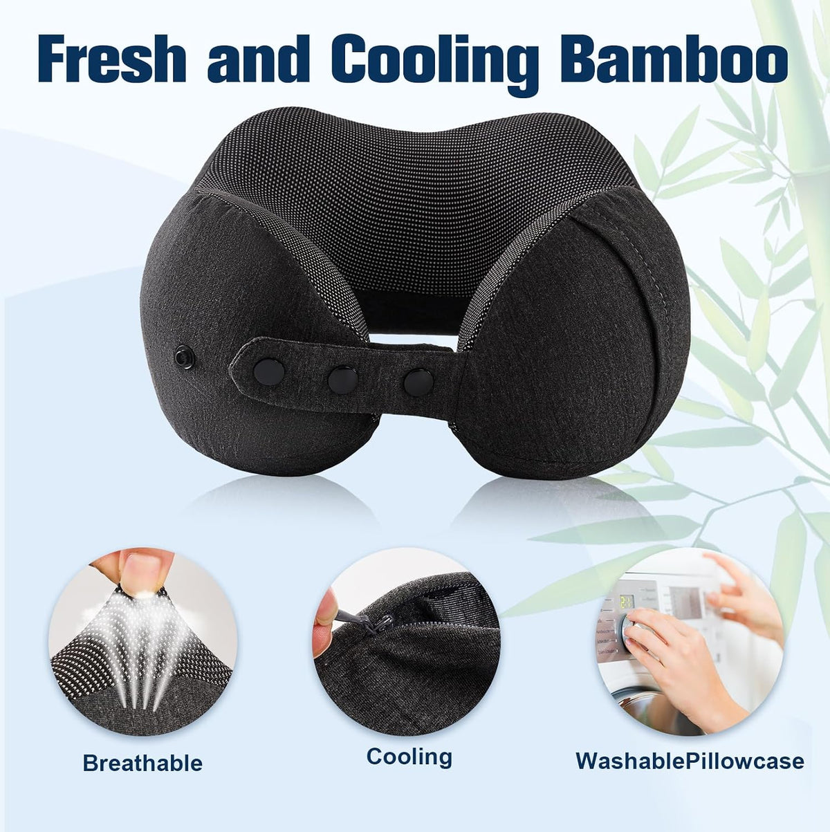 Neck Pillow for Traveling, Travel Pillows for Airplanes Black