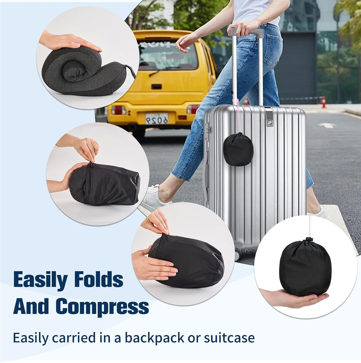 Neck Pillow for Traveling, Travel Pillows for Airplanes Black