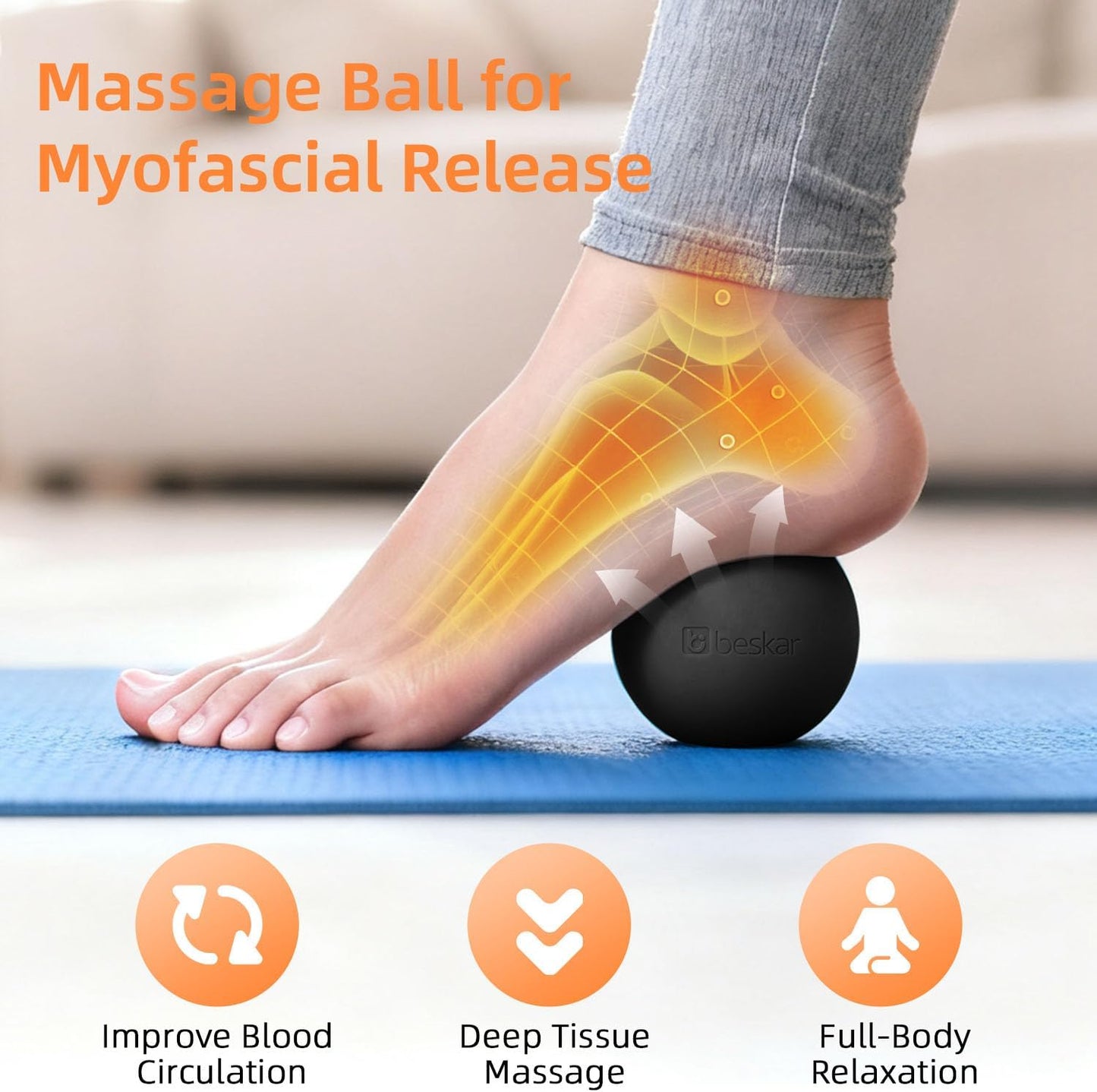 Massage Lacrosse Balls for Myofascial Release, Trigger Point Therapy and Yoga Therapy, Foot Massage Ball to Relieve Plantar Fasciitis Blue