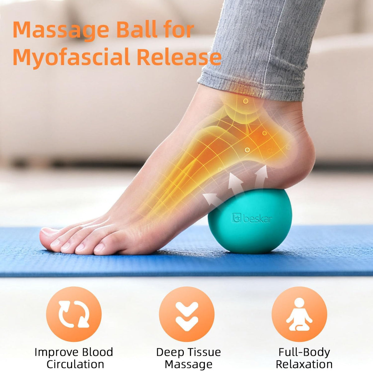 Massage Lacrosse Balls for Myofascial Release, Trigger Point Therapy and Yoga Therapy, Foot Massage Ball to Relieve Plantar Fasciitis Blue