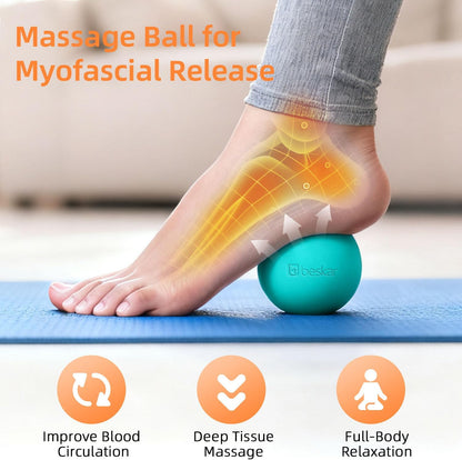 Massage Lacrosse Balls for Myofascial Release, Trigger Point Therapy and Yoga Therapy, Foot Massage Ball to Relieve Plantar Fasciitis Blue